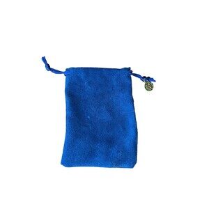 Tory Burch Navy Soft Suede Gold Logo Charm Jewelry Organizer Pouch Dust Bag 5"